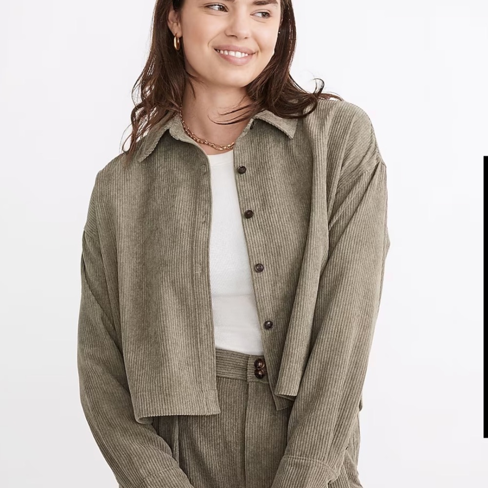 Madewell Corduroy Hartfield Crop Shirt - Distant Surplus Color